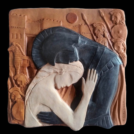 Ettore e Andromaca, terracotta e ingobbi, cm 33x33  -  2025.jpg